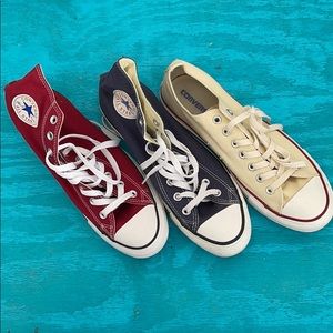 3 pairs! Chuck Taylors! Off Wht., Maroon, & Navy.
